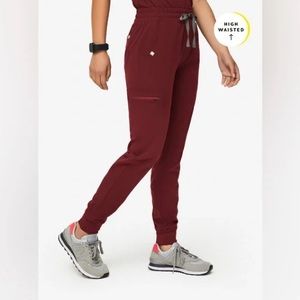 FIGS burgundy high-waisted Zamora jogger w limited-edition waistband